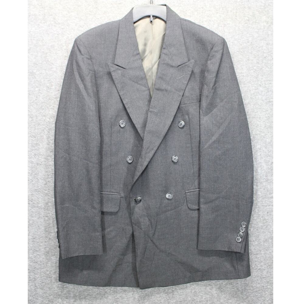 42L Men's Stafford Vintage Double Breasted Blazer Charcoal Gray Sport Coat